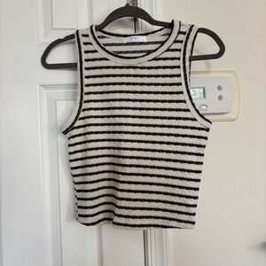 Gaze Black and White Striped Tank Top